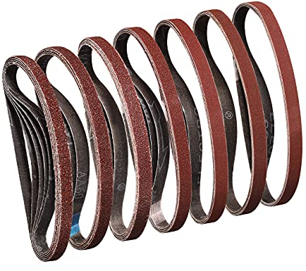 Sruhrak Sanding Belts 13 x 457mm- 5 X 40/60/80/120/180/240/320 Grits Abrasive Sanding Belts for Grinding Polishing and Derusting, Best for Wood and Paint (35 Pieces)