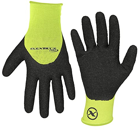 Flexzilla Pro GC241PXL 3/4 Dip Palm, Black/ZillaGreen, XL Crinkle Latex Glove, X-Large