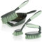 COM-FOUR® 4-teiliges Reinigungs-Set, Handfeger, Kehrschaufel, Handbürste und Spülbürste, perfektes Reinigungs-Starterset (grau-hellgrün)