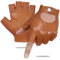 GSG Herren Fingerlose Lederhandschuhe Ungefüttert Halbfinger Leder Fahrhandschuhe Schaffell Cognac XL