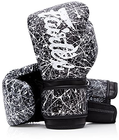 Fairtex BGV14 Muay Thai für Profiboxer & Trainer | Mexikanischer Stil für Schlagkräftige | MMA Handschuhe für Kampfsport | Leichte & stoßdämpfende Boxhandschuhe(16oz-Schwarz-Weiss)