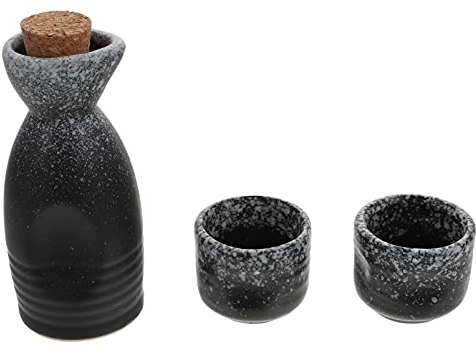 HEMOTON 1 Service à saké en céramique avec bouteille de saké et tasses à saké, lot de verres à vin saké et service de restaurant (blanc)