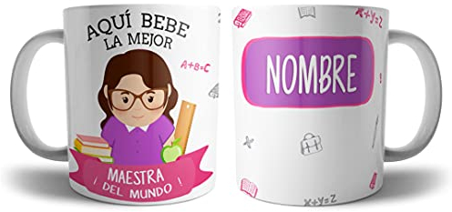Taza Maestra Personalizada con Nombre | Taza Personalizada Profesora con Nombre | Taza Cafe Maestra Personalizada | Taza Frase Bonita para Regalo Original