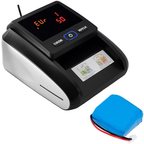 JEVX Detector Billetes Falsos con Batería y Contador de Billetes 2025, Máquina de Contar Dinero, Comprobador contadora para billete Euro y Dólar