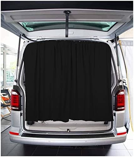BREMER SITZBEZÜGE Heckklappe Flügeltür Kofferraumabdeckung Sonnenschutz Gardinen Vorhang kompatibel mit VW T5 T6 T6.1 Multivan Transporter Caravelle in Schwarz