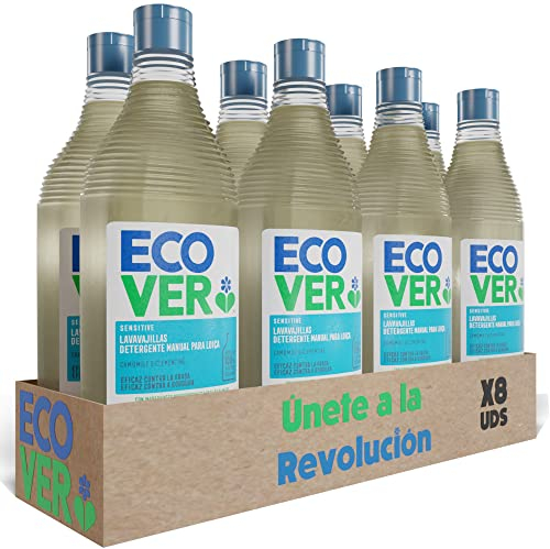 Ecover Pack Lavavajillas líquido ecológico, Fragancia Camomile/Clementine, Paquete 8 unidades x 450ml