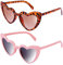 Ainiv Herz Sonnenbrille, 2 Stück Retro Katzenauge Herzbrille, UV400 Sonnenschutz und UV-Schutz Schwarze Graue Linse, Mode Brillen für Damen Herren Kinder Party Reise Fotoshooting (Schildpatt + Rosa)
