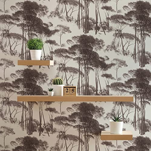 TADESSI Fond D'écran Nature Aurora M1-No.499 Papier Peint Non tissé Noir Blanc Forêt Papier Peint Arbres Feuilles Salon Chambre Cuisine