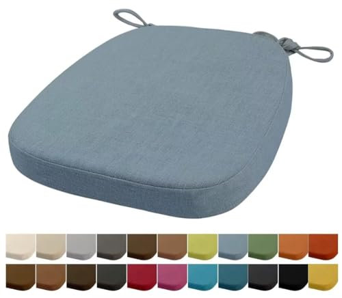 Orumrud 40x38x33CM(3CM Dicke) Stuhlkissen, Gartenstuhl Sitzkissen, Esszimmerstuhl Sitzkissen, waschbar, mit Reißverschluss, Riemen, rutschfestes Sitzkissen für Gartenstuhl (Himmel Blau 1 Stück)