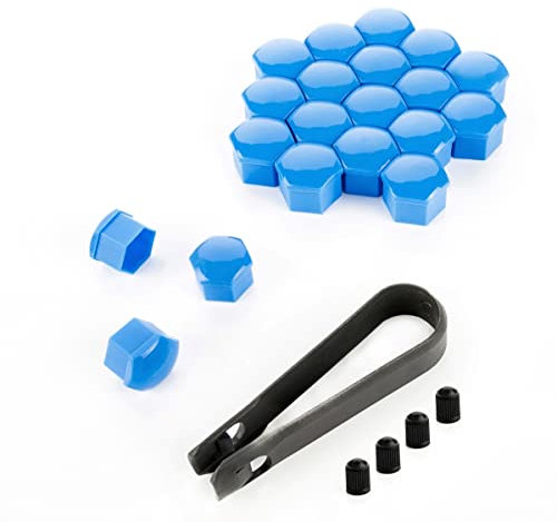 LST 20x 17 mm blau glänzende Sechskantkappen Radschrauben Abdeck Kappen