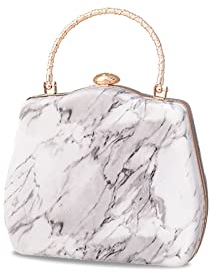 CORIOS Abendtasche Damen Marmor Clutch Bag Luxus Handgelenktasche Klein Tasche Elegant Brauttasche Abnehmbarer Kette Handtasche für Hochzeit Abendparty Geburtstag Tanzparty Grau