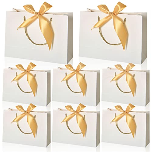 Geschenktüte,Papiertüten mit Henkel,8 Stück Geschenk Tüten,32 x 25 x 11cm Geschenktüten Papier,Geschenktaschen mit Schleife,Papier Geschenktüten