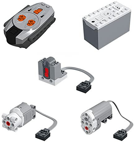 Scakbyer 6PCS Power Functions Motor Set Compatible with Technic Car, Include 1 x Remote Control, 1 x AAA Battery Box, 1 x Servo Motor, 1 x L-Motor, 1 x Receiver