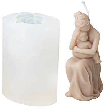 Xidmold Mutter mit Kind Kerzen Silikonform, 3D Körper Kerzenform Seifenform, Silikon Formen für Sojawachs Kerzen, Gips, Muttertag Handwerk (B)