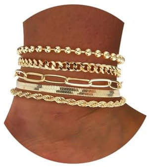 Poxtex Bracelet de cheville extra large pour femme, grande taille, or véritable 14 carats, bracelet de cheville délicat pour femme, étanche, 25,4 cm + 5,1 cm, réglable pour femme, grande taille,