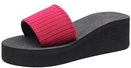 Pantofole da donna alla moda per le dita aperte estive pailaill scarpe donna zeppa con slip antiscivolo scarpe donna autunno stivaletti neri, rosa intenso, 37 EU