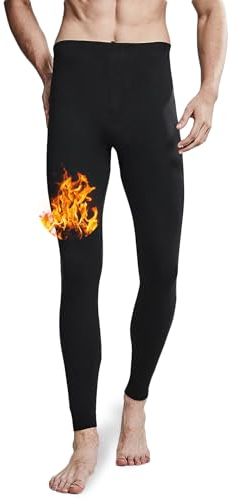 ACHTELEPHS Thermo Unterhosen Lang Herren Thermounterhose mit Fleece Dicke Unterwäsche Männer Thermounterwäsche Schwarz S-M