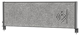 MAUL Tisch Trennwand Akustik MAULconnecto Uplight | mit LED Licht Leiste | 160x50cm | Raumteiler für Büro und Schreibtisch | Raumtrenner mit Lampe und Klemmfuß| Ideal als Sichtschutz und Schallschutz
