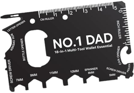 Multi-Tool Wallet Essential 18 in 1 Stainless Steel Card, for Birthdays or Christmas (No. 1 Dad)