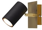 lightling modern Wandspot Julie, 1-flammige Wandlampe innen, Wandstrahler, Wandfluter Wandleuchte Leselampe Bilderleuchte, schwarz gold Metall, 1 x GU10 max. 25W, 12 x 16 cm