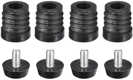 sourcing map 4Pcs Inserts for Round Tubes with Leveling Feet, for 19mm/0.75 OD Round Tube, M6-1.0mm Thread Black Plastic Furniture Chair Blanking End Caps Insert Plugs