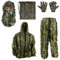 PELLOR 3D Ghillie Tarnanzug, Dschungel Ghillie Suit Woodland Camouflage Anzug Kleidung mit Camouflage Kappen Handschuhe für Jagd Verdeckt,6-teilig (S)