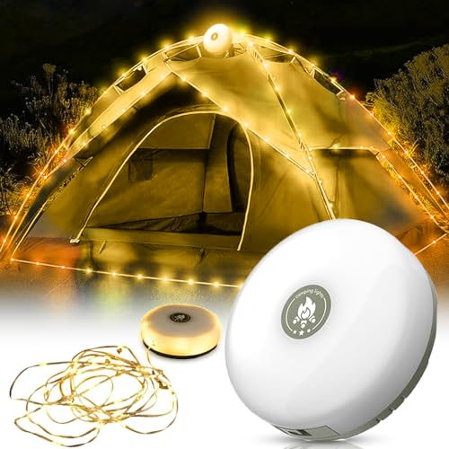 JYNKID Outdoor Waterproof Portable Stowable String Light, Camp String Lights, Outdoor Portable String Lights, Retractable LED Tent Camping Fairy Lights, LED String Light for Camping Decor (10m,Warm)