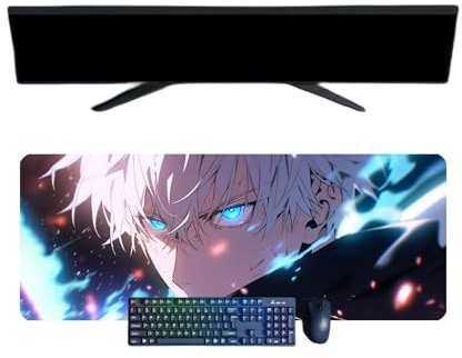 Jujutsu Kaisen Satoru Gojo Anime Mauspad, XXL, 800 x 300 mm, Gaming-Tastatur, wasserdicht und 3 mm, rutschfeste Gummibasis, strukturierte Oberfläche