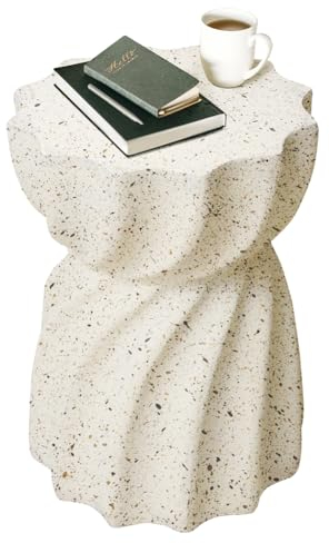 Cre Cra Sofa Beistelltisch,Beistelltisch rund Weiß,Magnesiumoxid Beistelltisch,Sofa Tisch Couchtisch,beistelltisch Couch,Nachttisch für Wohnzimmer Schlafzimmer,Sofatisch,Nachmittagsteetisch Balkon