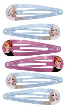 DISNEY FROZEN II – Lot de 6 Pinces Clic‑Clac Anna – Cheveux Fins & Épais – Accessoire Coiffure Fille Enfant, Barrettes Bijoux de Cheveux Magiques – Maintien Doux - Produit Officiel Disney