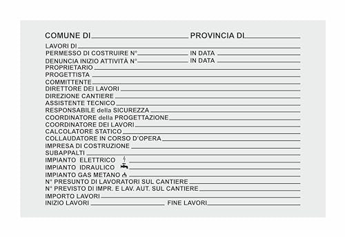 GLOBAL CARTELLO SEGNALETICO - cartello per cantieri concessione edilizia - Adesivo Extra Resistente, Pannello in Forex, Pannello In Alluminio (30X42 CM, Plastica)