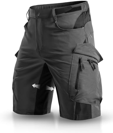 Wespornow Shorts Cargo pour Hommes avec 6 Poches, Pantalons de Travail VTT, Bermudas Courts, Pantalons Chino, Stretch, randonnée Estivale, Shorts de Cyclisme (Gris foncé,5XL)