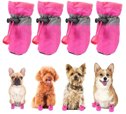 Hundeschuhe für kleine Hunde, rutschfeste Hundeschuhe und Pfotenschutz, Schneestiefel für kleine mittelgroße Hunde (XS)