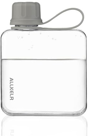 ALLKELR Tragbare Flache Wasserflasche, BPA-frei, Wiederverwendbar, Tritan-Kunststoff, Reise-Wasserflasche, 3.2 Liter, Grau