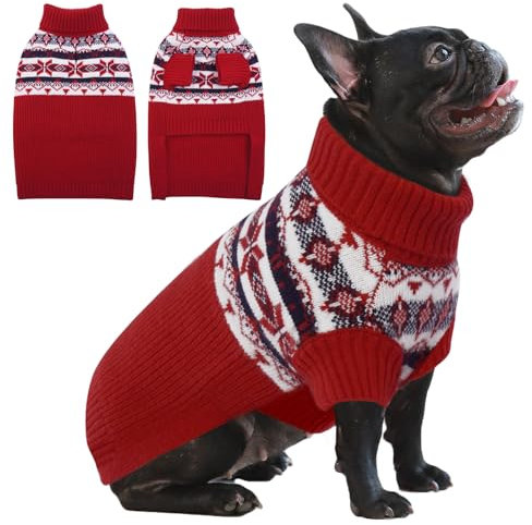 IECOii Hundepullover für Mittelgroße Hunde, Weihnachten Rollkragenpullover Hundesweatshirt, Haustier Pullover, M
