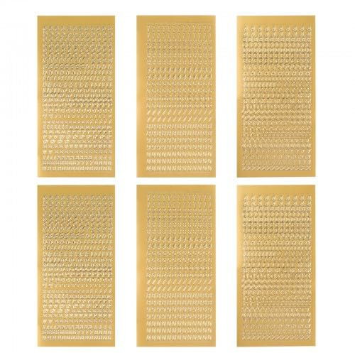 6 Blatt Buchstaben Zahlen Aufkleber Selbstklebende Groß und Klein Buchstaben Aufkleber mit Zahlen, Wachsbuchstaben für Kerzen Klebebuchstaben für Taufe Kommunion Hochzeit Fotoalbum Scrapbook (Gold)