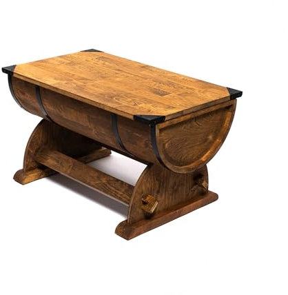 CREATIVE COOPER Tonnenförmige Couchtisch, rustikaler Massivholz-Couchtisch, stabil, Vintage und Industrial-Stil, für das Wohnzimmer, Männer und Frauen, 80 x 50,5 x 47 cm