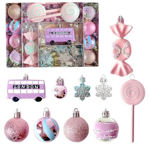 Weihnachtskugel-Ornament-Set, Dessert-Thema, Rosa, DIY, Cupcake, Donut, Süßigkeiten, dekoratives Hängeornament, Weihnachtsbaumdekoration, Neujahrsparty, Gastgeschenk (lila, 34 Stück)