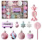 Weihnachtskugel-Ornament-Set, Dessert-Thema, Rosa, DIY, Cupcake, Donut, Süßigkeiten, dekoratives Hängeornament, Weihnachtsbaumdekoration, Neujahrsparty, Gastgeschenk (lila, 34 Stück)
