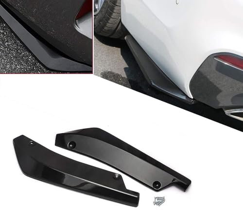 WHLYQF 2 Stück Auto Heckstoßstange Lip Diffusor, Für BMW 5 Series G30 525i 530i 2018+ Auto Seitenfender Rock Lippensplitter Canard Spoiler Wrap Angle Spoiler,A-Schwarz