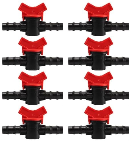 Valvola a sfera spinata, 8 pezzi, valvola a sfera spinata per irrigazione a goccia da 12 mm, valvola di controllo del flusso con interruttore di arresto, valvola a sfera spinata, adattatore connettore