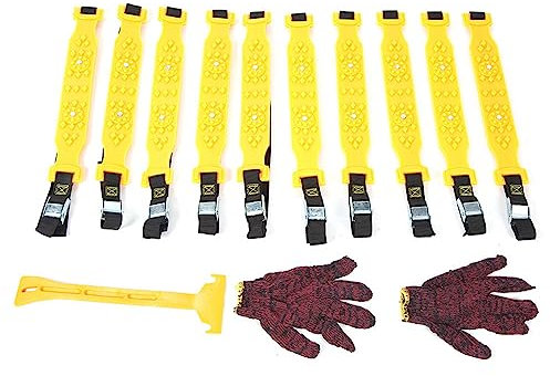Catene Anti-Neve Riutilizzabili 10 PZ Catena di Pneumatici Neve Portatile con Guanti Neve Emergenza Fascetta Cavo Antiscivolo TPU Catene di Fango di Neve per la