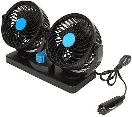 JTLB Leiser Luftzirkulator, 360° Drehung Auto Ventilator mit starkem Saugnapf für LKW, SUV, Wohnmobil, ATV, Boot, tragbarer -Ventilator für jedes 12-V-Fahrzeug