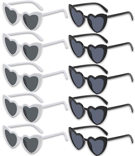 10 Stück Herz Sonnenbrille,Herz Brille Ist Praktisch Und Sonnenbrille Sehr Modisch,Herzchen Brille Für Jeden Geeignet,Herzbrillen Für Partys Hochzeiten Und Andere Einstellungen (Schwarz Und Weiß)
