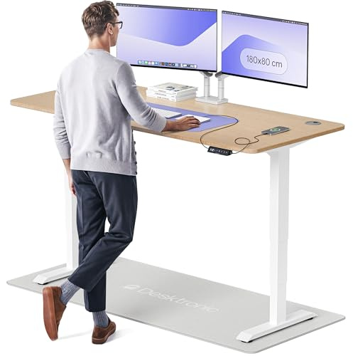 Desktronic Höhenverstellbarer Schreibtisch aus Bambus (160x80cm) – Elektrisch höhenverstellbar mit flüsterleisem Dual-Motor & Touchscreen – Hohe Tragfähigkeit – Stehtisch HomePro