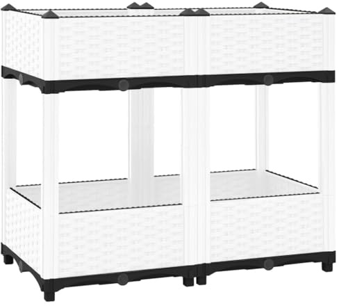 HaoChrymec Hochbeet with Polypropylen, Rattan-Optik, Robust & Stylish, Hochbeete für Garten, Balkon Pflanzkasten Balkon, Outdoor Use, 80x40x71 cm