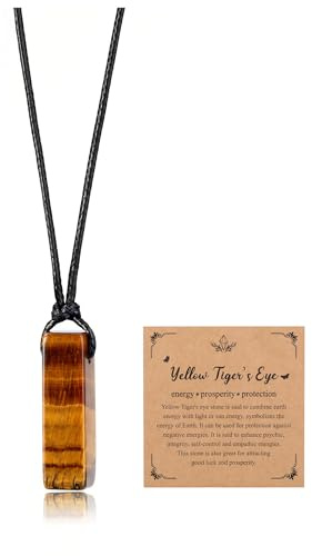 CrystalTears Tigerauge Kette Edelstein Anhänger verstellbare Halskette verstellbar Heilstein Schmuck Talisman Geschenk für Damen Herren
