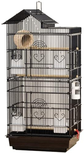 39 Zoll Vogelkäfig Wellensittichkäfig, Groß Vogelvoliere Vogelhaus Draußen Papageienkäfig Für Kanarienvogel, Parakeet(Black,7pcs)
