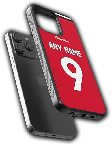 mypetsdirect.co.uk Personalised Football Phone Case (Manchester U Design) Name & Number Custom Bumper Cover (Compatible with iPhone X/XS) Black