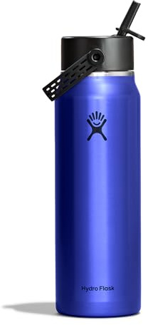 Hydro Flask – Lightweight Wide Flex Straw Cap Bottle 946 ml (32oz) | Edelstahl, auslaufsicher mit Trageschlaufe – Kalt 24 Std. isoliert – Sapphire Blue